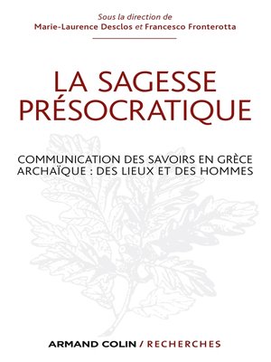 cover image of La sagesse présocratique